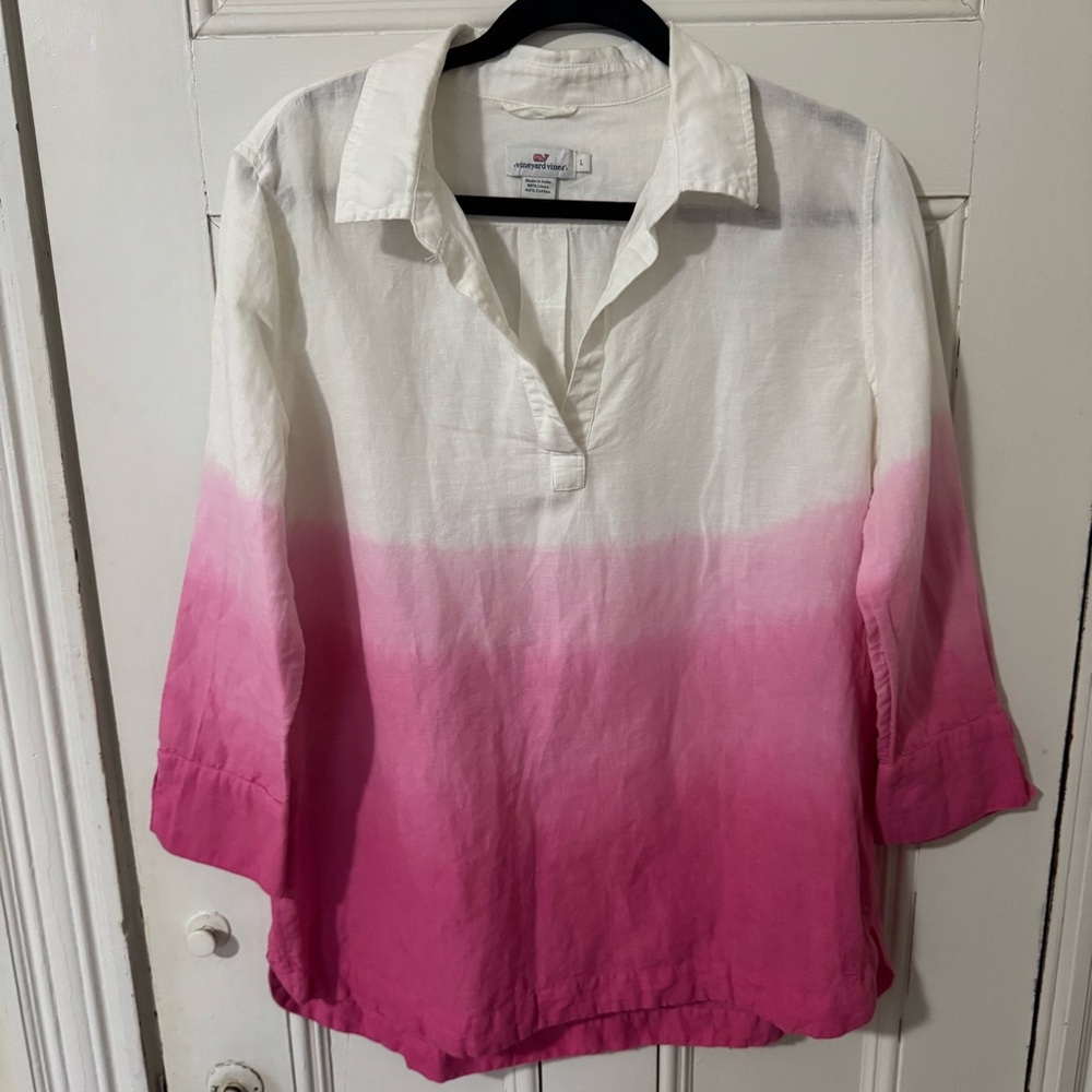 VINEYARD VINES White Pink Ombre Lucaya Tunic